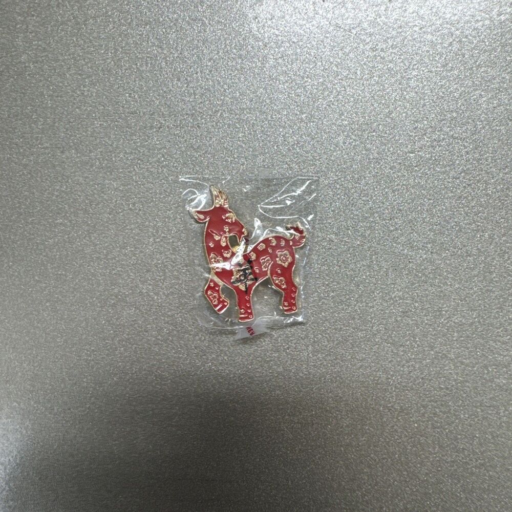 Red & Gold Chinese Zodiac Goat Enamel Pin - Year of the Sheep / Ram